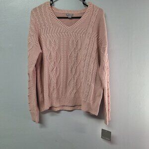Falls Creek‎ Knit Sweater Pink Blush Warm Womens Large Comfy With Tags